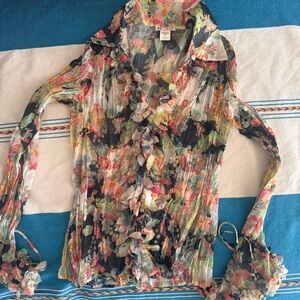 Sheer Paisley Floral Blouse